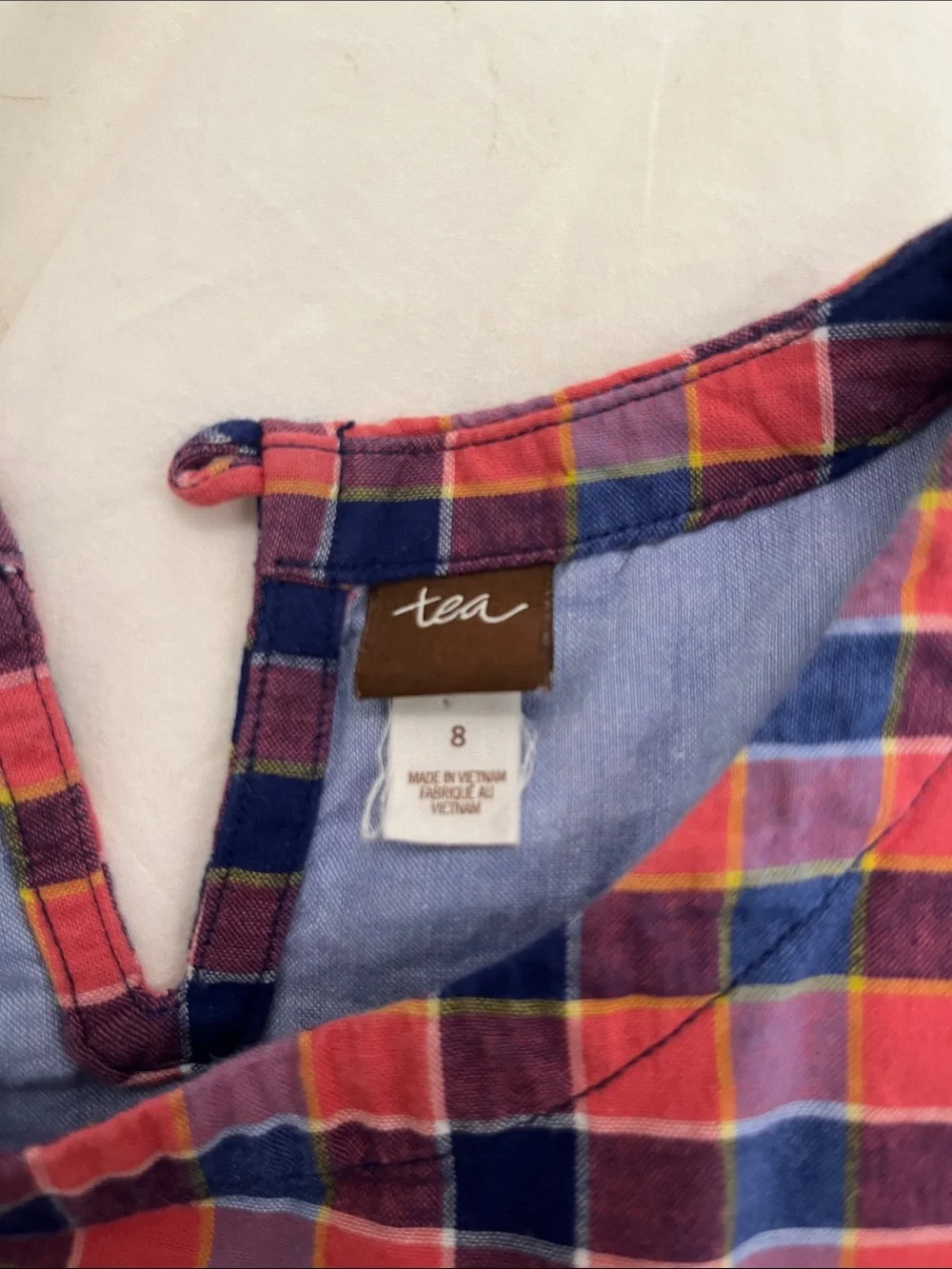 Tea Collection Red and Blue Plaid Short Sleeve Dress